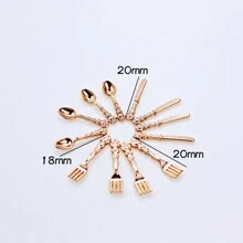 12入組1:12比例娃娃家迷你餐具套裝，廚房傢俱玩具（叉子+刀+湯匙）
