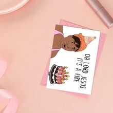 Funny Birthday Card - Sweet Brown - Oh Lord Jesus It's A Fire - Pink - View 10