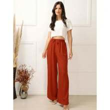 Plus Size Pants - Rust Brown - View 1