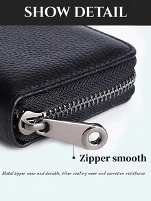 1入組新圖形設計RFID阻擋11張卡片的卡片夾多功能卡片夾包多卡片收納組織器男女兼用，日常購物、校園旅行儲存信用卡輕便攜帶、信用卡、ID卡職業白領的禮物，適用於男友、丈夫或朋友的周年紀念日、有趣的生日禮物，時尚配件 - 黑色 - 查看 8