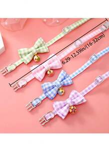 PETSIN Printed Plaid Pet Collar With Pendant, Adjustable Neck Collar, Puppy Kitten Dog Cat Supplies