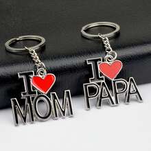 1 llavero creativo y personalizado de letras "I Love Dad Mom", llavero de moda - Llavero de amor de mamá y papá - Ver 6