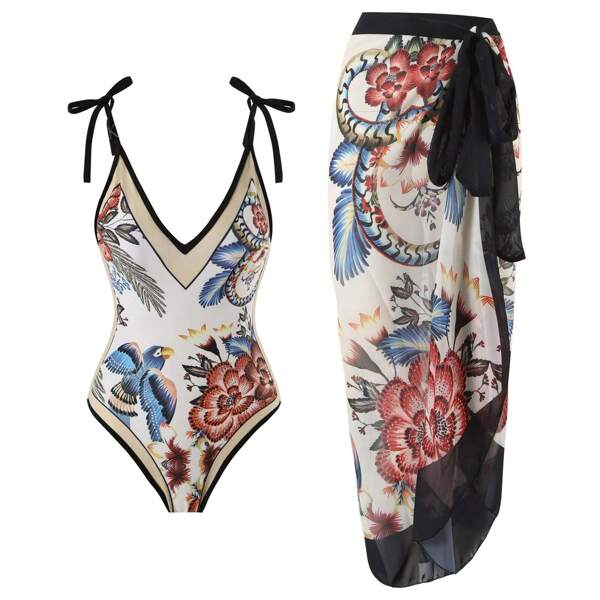 European And American Style Conservative Tummy Control Swimwear, Vintage French One-Piece Swimsuit For Vacation, Beach, Spa And Swimming Summer
