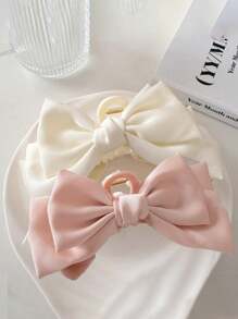 3pcs/Set Women's Pink, Black, White Elegant Bowknot Large Hair Claw Clips Hair Jaw Clip Hair Clamps Hair Clutch Hair Catcher Clip