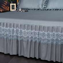 一件床裙全季節床上用品，韓式風格，保暖，適用於單人/雙人床，多色床裙 - 淺灰色 - 查看 7