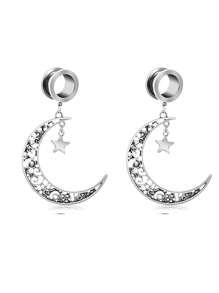 1-4 Cặp nút tai dạng ống bằng thép không gỉ, mặt dây chuyền hình mặt trăng, dụng cụ mở rộng, dụng cụ căng giãn, đồ trang sức xỏ khuyên tai hình mặt trăng 6mm-20mm - Nhiều màu - Xem 48