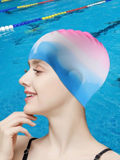 Large Silicone Ear Protection Swimming Cap, Adult Men & Women Elastic Comfortable Non-Tight Swim Cap, Long Hair Swimming Cap, Large Size Silicone Swimming Cap, Large Size Comfortable Silicone Swimming Cap Suitable For Women With Long Hair