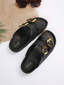 Women's Latest Fashionable, High-End, Simple And Comfortable, Non-Slip And Wear-Resistant Flat Sandals, Suitable For Daily Wear In Summer, Classic And Versatile - Black - View 5