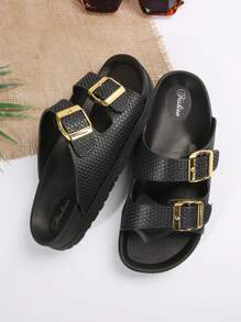 Women's Latest Fashionable, High-End, Simple And Comfortable, Non-Slip And Wear-Resistant Flat Sandals, Suitable For Daily Wear In Summer, Classic And Versatile - Black - View 4