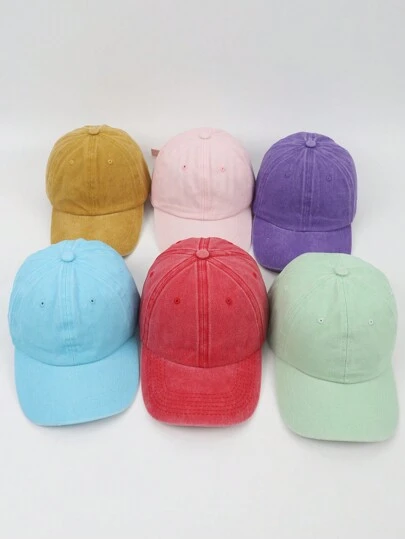 1頂女式純色洗水棉棒球帽，休閒彎邊遮陽帽，時尚夏季日常必備