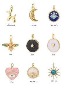 1pc Copper Inlaid Cubic Zirconia DIY Pendant For NecklaceBangleEarring Making - Yellow Gold - View 12