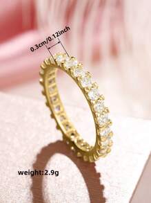1 chiếc nhẫn đá Cubic Zirconia thanh lịch, trang sức cưới/đính hôn dành cho nữ. - Vàng - Xem 6