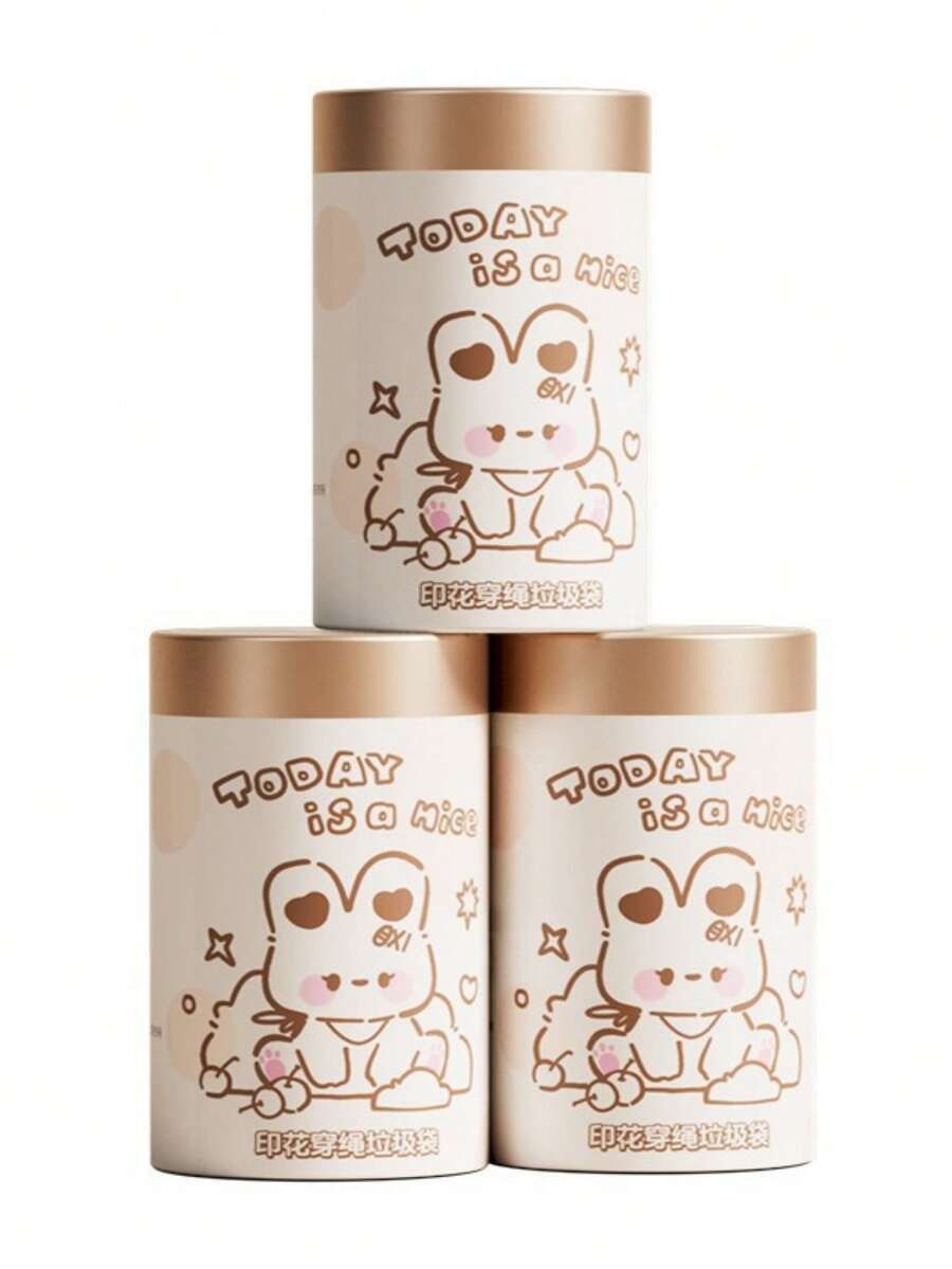 每捆60條拉繩印花家庭大容量加厚防漏超大掛袋（隨機顏色） - 白色 - 查看 1