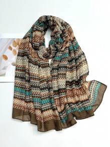 時尚新款流蘇圍巾，輕便透氣，適合女性休閒戶外旅行使用，女士絲巾海灘浴巾 - 彩色 - 查看 7