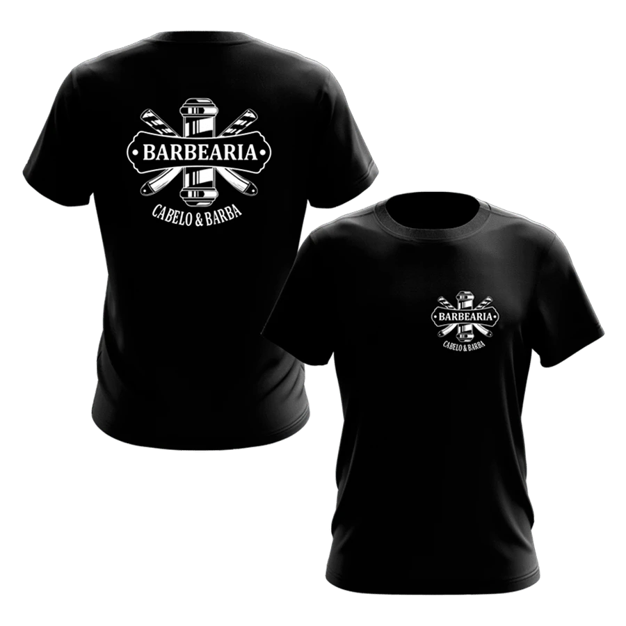 Camiseta Barbearia Barbeiro Salão Uniforme Profissional - Preto - Visão 1