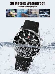 REWARD Men's Quartz Watch Silicone Band Business Fashion Style Timing Calendar Luminous Hands Multi-Functional Men Wristwatch High Quality Gift Classic Design Watch Band - Black - View 8