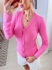 Women Cardigans - Baby Pink - View 2