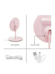 Espejo para maquillaje con luz LED - Rosa - Ver 2