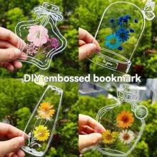 20pcs Handmade Springtime In A Jar Sticker Bookmarks, DIY Flower Bookmarks, Childhood Glass Jar Dried Flower Sticker And Bookmark (Random Style) - White - View 1