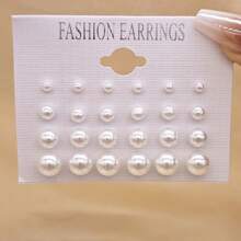 60pcs Mixed-Color Versatile Fashion All-Match Pearl Earrings Studs Set, Commuting Classic Style - Style 4 - View 13