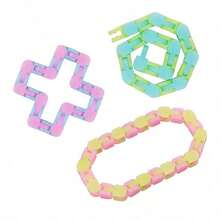 (3pcs) Wacky Tracks Magic Cube Track Puzzle Cube Track Snake Sensory Toy Bike Chain Shape 24 Links Fidget Chain Snap And Click Chain Fidget Toy Other Toys & Hobbies - Multicolor - View 10