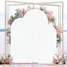 1pc Spandex Arch Cover Background Cloth, White Kiyara Domed Arch Cover Panel, Wedding Arch Backdrop Cover, Flower Arch Frame Cover, Vintage Elastic Support Cover, Suitable For Photography, Wedding Reception, Birthday Party, Festival Celebration (Available In Multiple Sizes)