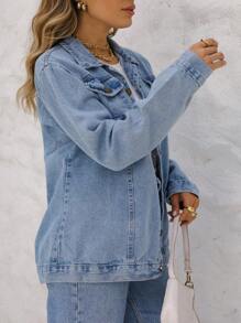 Women Denim Jackets & Coats - 中等水洗藍 - 查看 2