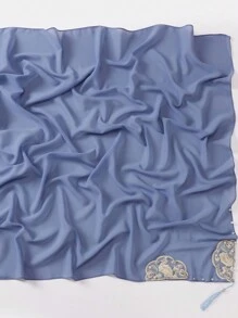 1Pc 90*90Cm Cung Điện Nữ Phong Cách Cổ Điển Voan Hijab Thêu Với Khăn Trùm Đầu Ngọc Trai Khăn Quàng Cổ Hồi Giáo Chống Nắng Mạng Che Mặt Hồi Giáo tua rua Kim Cương Khăn Choàng Duyên Dáng Băng Đô Thanh Lịch - Nhiều màu - Xem 15