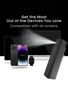 1 pieza Set de botella rociadora limpiadora de pantalla de microfibra 2 en 1 - Mantén limpio tu teléfono móvil, tableta y gafas