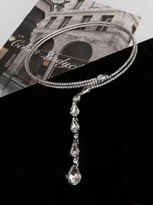 1pc Luxury  Water Drop Choker Necklace, Versatile For Formal Occasions - Silver - View 3