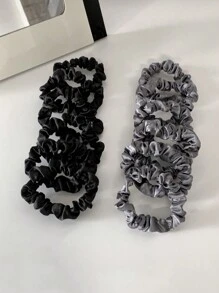 24件/套 黑色、灰色和深色调大号和小号发圈，柔软舒适的普通款弹力发圈，多功能成人发圈，休闲百搭，可作马尾辫发饰。