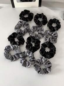 24件/套 黑色、灰色和深色调大号和小号发圈，柔软舒适的普通款弹力发圈，多功能成人发圈，休闲百搭，可作马尾辫发饰。