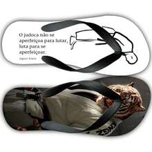 Chinelo Judô Masculino Luta Guerreiros Tigre Arte Marcial Japonesa Adulto e Infantil - Preto e Branco - Visão 2