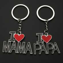 1 llavero creativo y personalizado de letras "I Love Dad Mom", llavero de moda - Llavero de amor de mamá y papá - Ver 4
