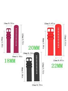 1pc 18mm 20mm 22mm Soft Silicone Watch Strap, Universal Compatible With Samsung Galaxy Watch Active 2/Watch 3 45mm/42mm, Gear S3, Galaxy Watch 4/5/6, Garmin - Suitable For Men & Women - Red - View 5