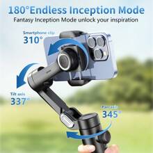 Estabilizador de gimbal de 3 ejes para teléfono inteligente, gimbal con luz de relleno magnética RGB actualizada, seguimiento facial, rueda de enfoque, plegable, compatible con iPhone/Android Phone Gimbal para grabación de Vlog - SmartXE - Ver 4