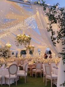 1pc Wedding Glowing White Gauze Backdrop Curtain, White Wedding Arched String Lights Sheer Curtain, 393/196inch Transparent Wedding Background Decorative Gauze, Wedding Arched Ceiling Decoration, Suitable For Wedding, Baby Shower, Birthday Party, Home Decor, Photo Prop - White - View 10