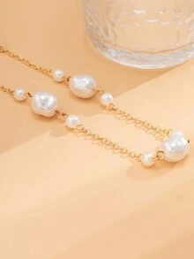 1 Máy Tính Gợi Cảm Và Hợp Thời Trang Ngọc Trai Giả Dây Kim Loại Eo Dây Chuyền Đi Biển Mùa Hè Trang Sức Nữ - Vàng - Xem 5