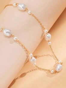 1 Máy Tính Gợi Cảm Và Hợp Thời Trang Ngọc Trai Giả Dây Kim Loại Eo Dây Chuyền Đi Biển Mùa Hè Trang Sức Nữ - Vàng - Xem 4