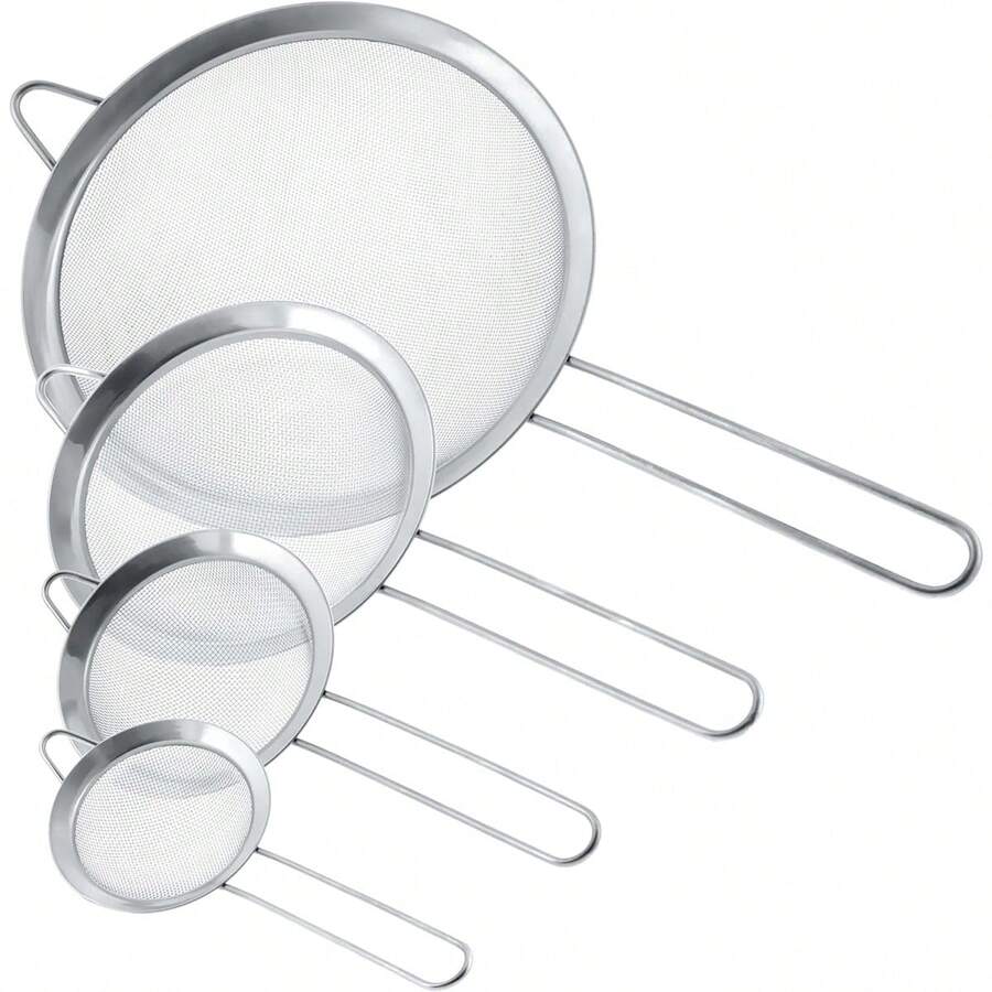 Colador fino de malla de acero inoxidable - Tamiz fino de metal multiusos con mango, ideal para colar, filtrar, escurrir y enjuagar vegetales, pasta y hojas de té. - Multicolor - Ver 1