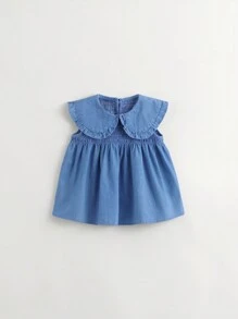 MARC&JANIE Modisches, süßes Jeanshemd mit Peter-Pan-Kragen für Kleine Mädchen, ärmellos, Sommer