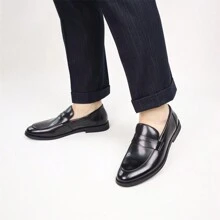 Herren Penny Loafers mit rundem Zehenbereich, bequem für den Sommer, Businesslässiger britischer Stil, Leder Slip-On Mokassins mit weicher Laufsohle, vielseitig einsetzbare modische Bootsschuhe