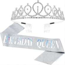 Bộ trang trí sinh nhật gồm hai món, bao gồm vương miện và thắt lưng sinh nhật. Đồ dùng tiệc sinh nhật, Quà tặng sinh nhật cho phụ nữ (Nữ hoàng sinh nhật) - Nhiều màu - Xem 20