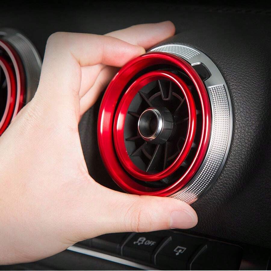 2 piezas Círculo interno de salida de aire acondicionado para automóvil para Audi A3 Q2L A1 S3 - Rojo - Ver 1