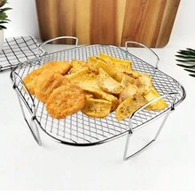 1pc,Stainless Steel Air Fryer Rack With , Grill Air Fryer Accessories, Cooking Rack For Oven Microwave Baking, Kitchen Accessories,Bbq,Picnic,Camping,Garden,Patio,Outdoor,Garden Decor,Outdoor Decor. - 1 Air Fryer Rack - View 4
