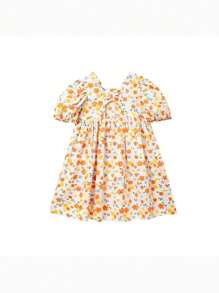 mini bala Young Girl 2022 New Summer Girls' Square Neck Pure Cotton Art French Princess Dress Dress