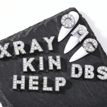 26 件/包欧美风格水钻合金英文字母美甲装饰，Y2K 金属风格 DIY 大号美甲配件，可组合 3D 艺术字母指甲水钻首饰指甲饰物美甲用品指甲宝石 - 銀色 - 查看 2