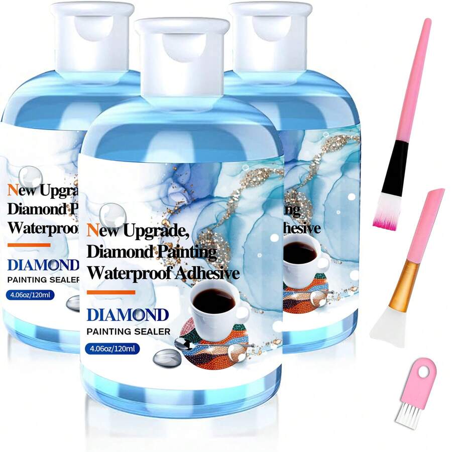 Diamond Painting Sealer Waterproof Adhesive 120ML 5D Diamond Painting Glue Sealer Permanent Hold & Shine Effect Diamond Painting Accessories Glue For Diamond Painting, Puzzles And DIY Craft - Blue - View 1