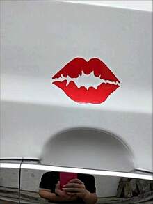 1pc Car Decoration Stickers, Angel , Creative Stickers, Body And Rear Scratch Decoration, Creative, Premium Stickers. (Set Of 6) - Red - View 2