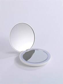 1pc Portable Makeup Mirror Light, Square/Round, Handheld Mini LED Makeup Mirror, Available In White, Black, Pink And Green Colors, Travel, Gift, Portable For Makeup Use, Powered By 2 CR2032 Batteries (Included)